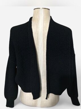 Zenana Midnight Black Open-Front Women's Knit Cardigan Sweater